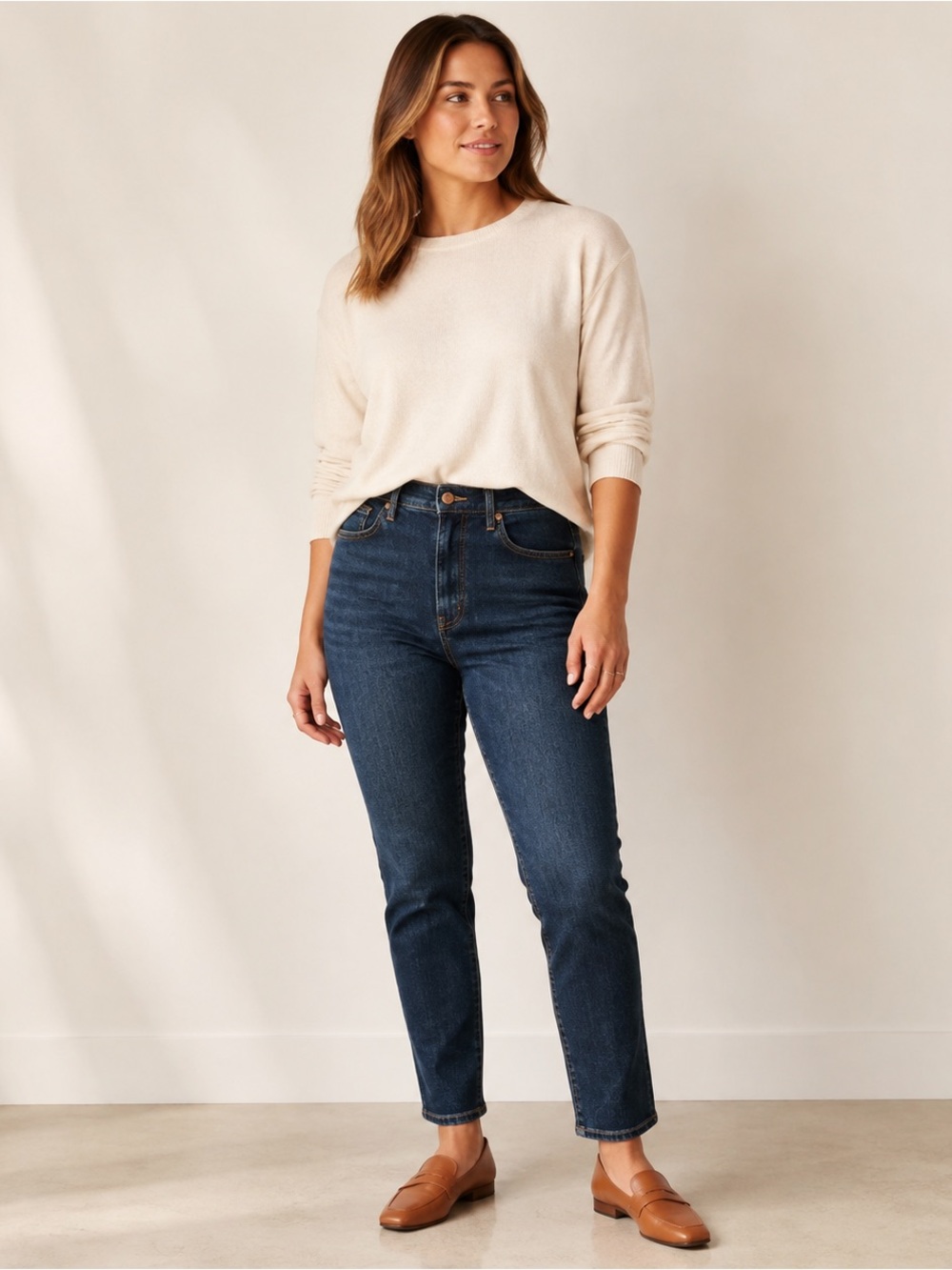 Everlane Curvy Cheeky Jeans 29R Dark Wash High Rise Slim Straight NWT